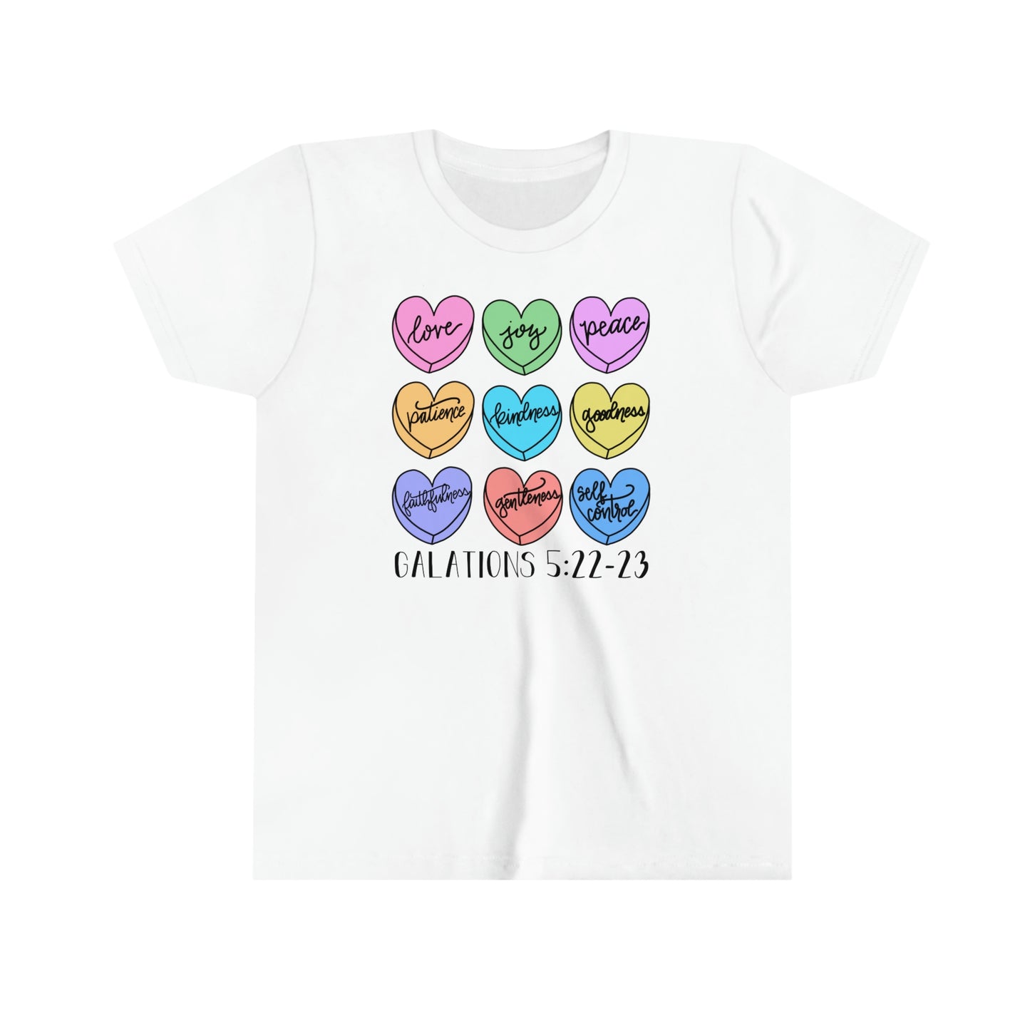 Fruits of the Spirit Conversation Hearts Youth Tee