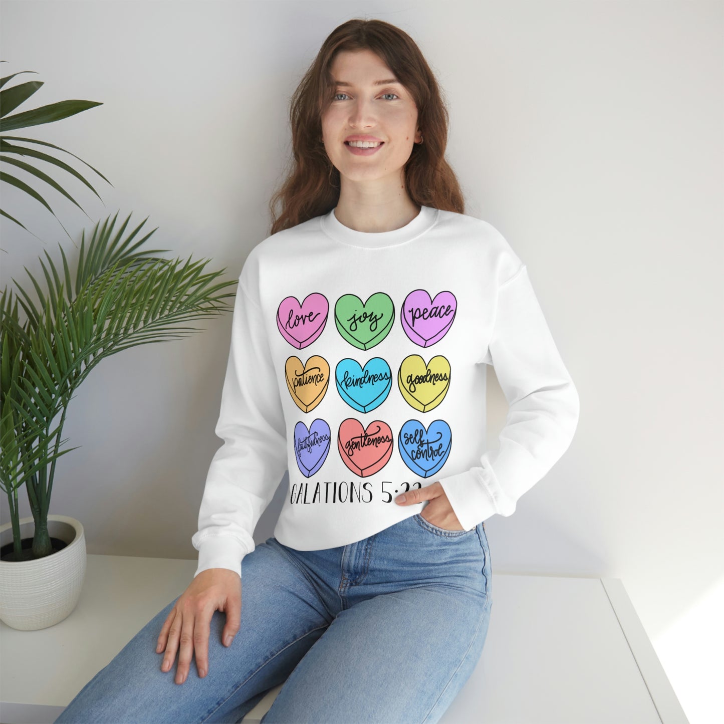 Fruits of the Spirit Conversation Hearts Crewneck Sweatshirt