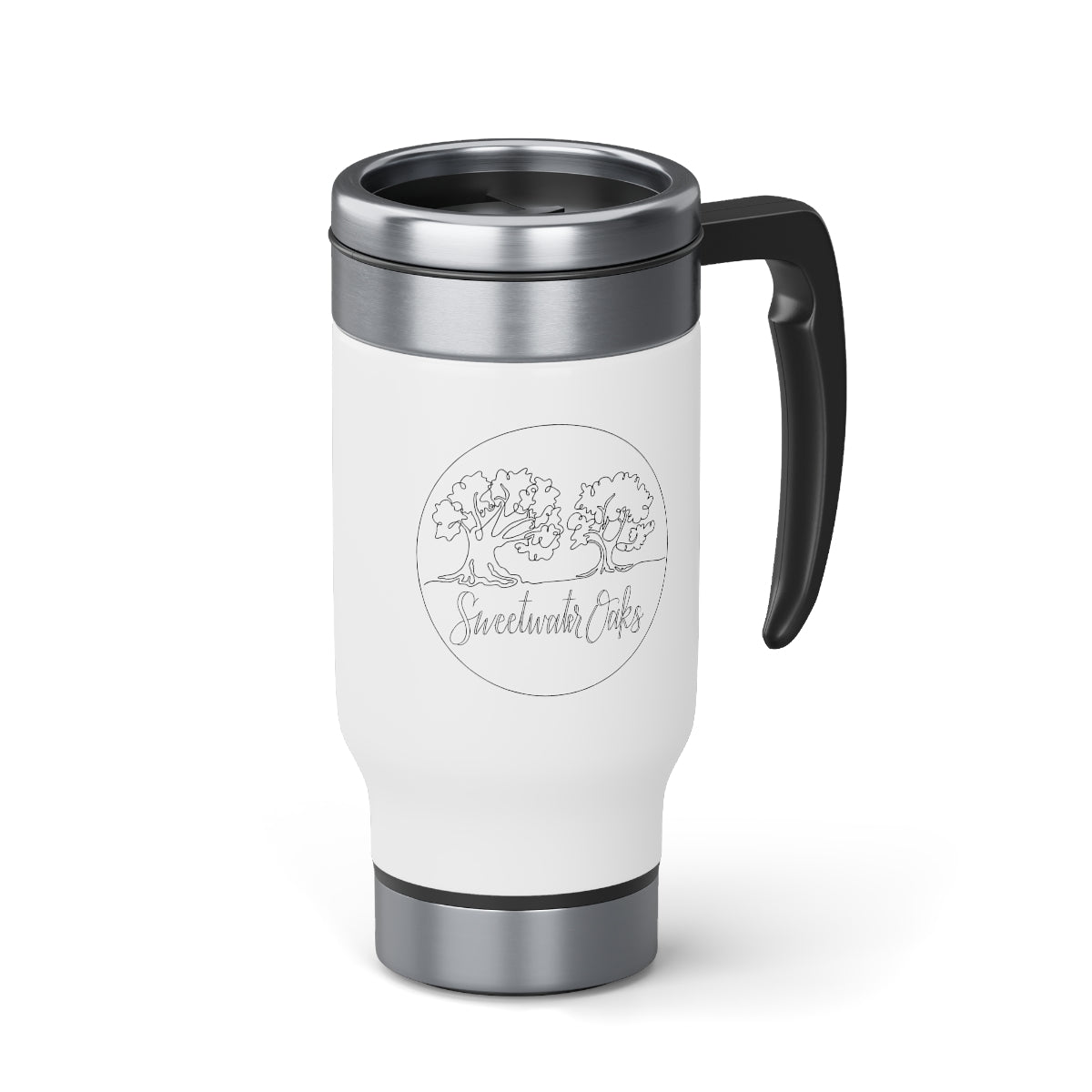 Sweetwater Oaks Logo Stainless Steel Travel Mug with Handle, 14oz