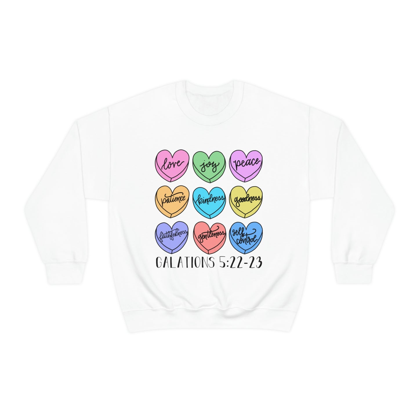 Fruits of the Spirit Conversation Hearts Crewneck Sweatshirt