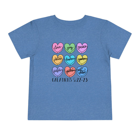 Fruits of the Spirit Conversation Hearts Toddler Tee