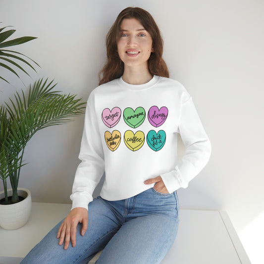 Basic Conversation Hearts Unisex Heavy Blend™ Crewneck Sweatshirt